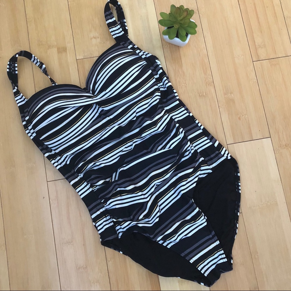 Striped Bandeau One-Piece Swimsuit